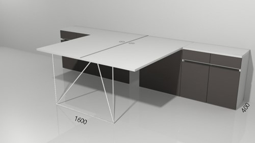 Duo bureau Air 160 cm met draaideurkast -2