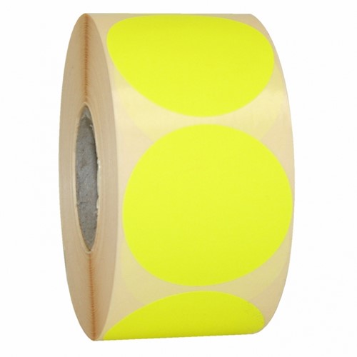 ETIKET ROND FLUOR GEEL 50MM ROL 1000 ETIKETTEN