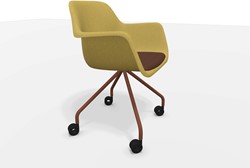 Stoel Felt met kruisvoet en wielen 25 Oxide Corten fijnstructuur T - Colour kuip Kerriegeel 1027 - Re Wool 037