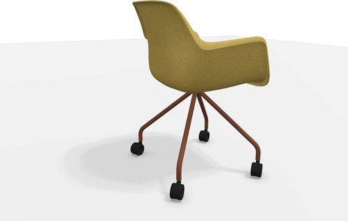 Stoel Felt met kruisvoet en wielen 25 Oxide Corten fijnstructuur T - Colour kuip Kerriegeel 1027 - Re Wool 037-2