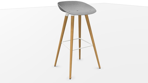 Barkruk Felt met houten 4-poot