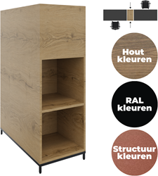 Plantenbak 3OH op metalen 4-poots sokkel, 43 br x 124 hg 2 x 2-vaks met dichte achterzijde