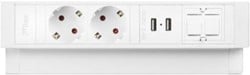 Opbouw stekkerdoos Power Desk UP2.0 2x230V 2xUSB 1x keystone (Wit)