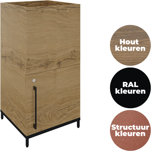 Plantenbak op metalen 4-poots sokkel 40 br x 43 dp met 1 deur