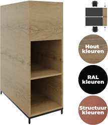 Plantenbak 3OH op metalen 4-poots sokkel, 43 br x 124 hg 2-vaks met dichte achterzijde