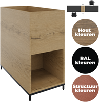 Plantenbak 2OH op metalen 4-poots sokkel, 43 br x 85 hg 2-vaks met dichte achterzijde