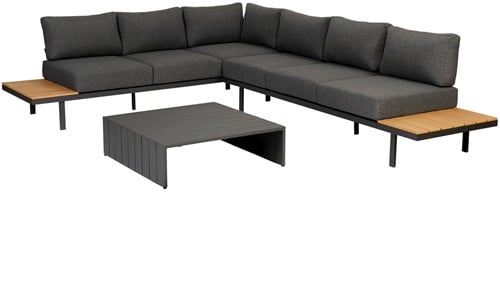 Bari Loungeset Aluminium Polywood Incl Kussens Donkergrijs