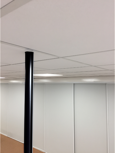Kabelzuil plafond vloer montage Zwart gelakt RAL9005 -Ø50mm 3m