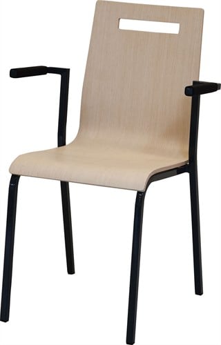 Stoel Oscar houten kuip met vierkant frame incl. armleggers