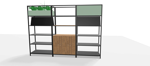 Vakkenkast Rack 206cm hoog - Robuust vuren 87 - zwart RAL9011 - verschillende onderdelen - Showroommodel-3