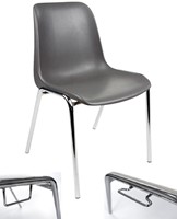 Stoel kuipstoel kunststof zitting met verchroomd frame koppelbaar