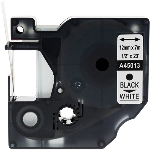 LABELTAPE DYMO 45013 COMPATIBLES 12MMX7M WIT/ZWART
