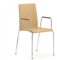 Stoel Moon houten kuip met 4-Poots frame incl. armleggers