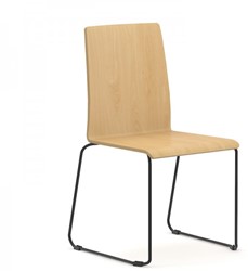 Stoel Moon houten kuip met gepoedercoat sledeframe