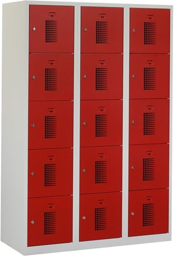 Premium Locker 3 kolommen 15 deuren 120 cm breed