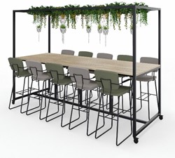 Move tafel met dakelement op wielen 110 cm hoog 