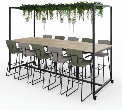 Move tafel met dakelement op wielen 110 cm hoog 