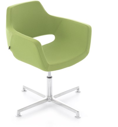 Vergaderstoel Nano met 4-teens donati kruisvoet aluminium gepolijst