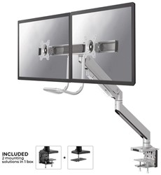 Monitorarm Newstar NM-D775DXSILVER Met Gasveer voor 2 monitoren Zilver 1 Stuk