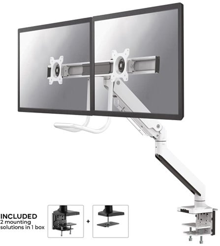 Monitorarm Newstar NM-D775DXWHITE Met Gasveer voor 2 monitoren Wit 1 Stuk