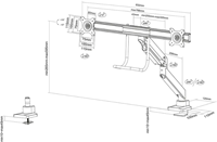 Monitorarm Newstar NM-D775DXBLACK gasveer 2 monitoren Zwart-3