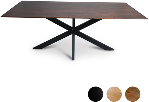 Tafel rechthoek mango houten blad met spinpoot