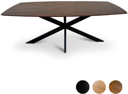 Tafel curved mango houten blad met spinpoot