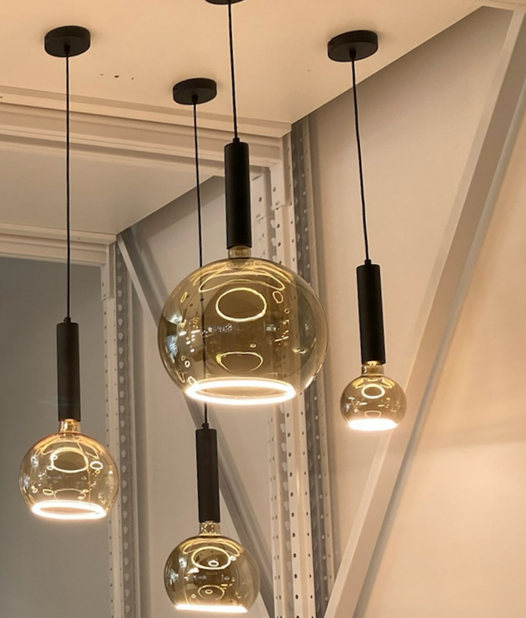 Hanglamp goud lichtbron cirkel led pendel zwart One-Stop-Office-Shop.nl
