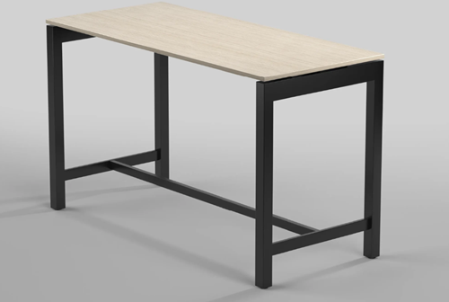 Robuuste hoge tafel zwart frame eiken blad