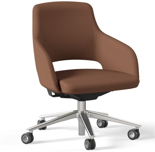 Vergaderstoel Sandie op wielen met lage rug