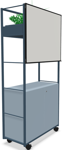 Vepa Rack met whitboard en dubbele draaideurkast incl. slot verrijdbaar