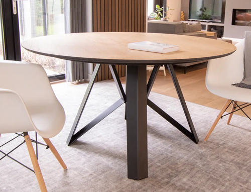 Ronde hout fineer Tafels in diverse afwerkingen