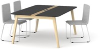 Vergadertafel Nova Wood met kabel doorvoer - houten frame-1