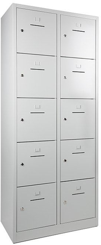Locker 2 Kolommen 10 Deuren - Grijs - Cilinderslot - 190 x 80 x 45 cm - Verkrijgbaar In Verschillende Kleuren