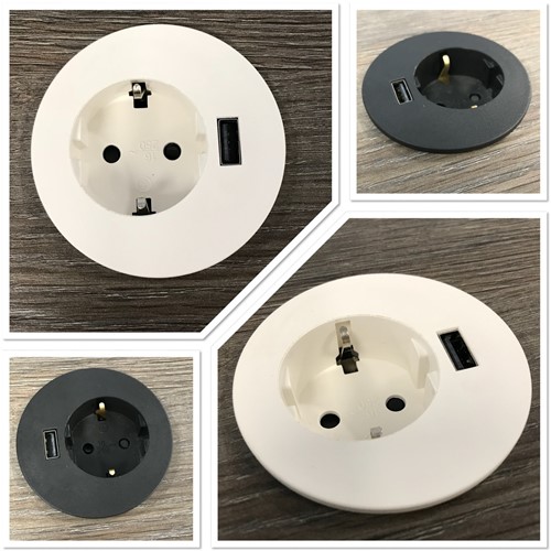 Spot Inbouwmodule 1x Stroom 1x USB Charger