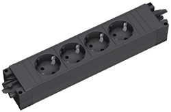 Stekkerdoos Bachmann step base 4 voudig zwart GST18 in/out zwart kunsstof