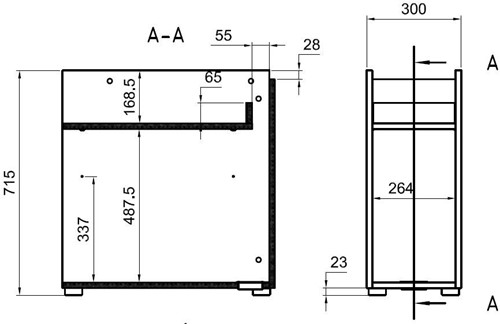 Technische tekening aanbouw kast AIR