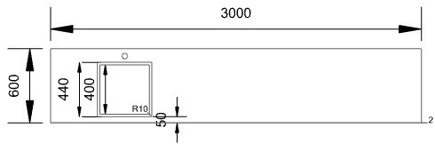 Werkblad composiet 2 cm dik - 300 x 60 cm - Incl. sparing spoelbak en kraan-2