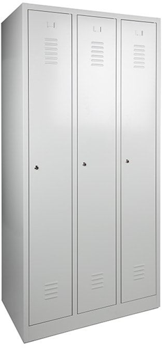 Premium Garderobekast 3 Deuren - Grijs - Cilinderslot - 180 x 89 x 50 cm