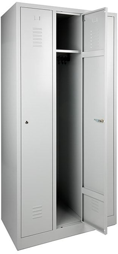 Premium Garderobekast 3 Deuren - Grijs - Cilinderslot - 180 x 89 x 50 cm-2